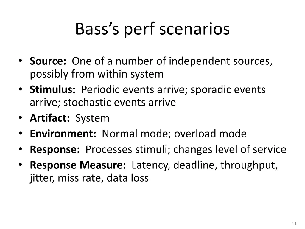 bass s perf scenarios