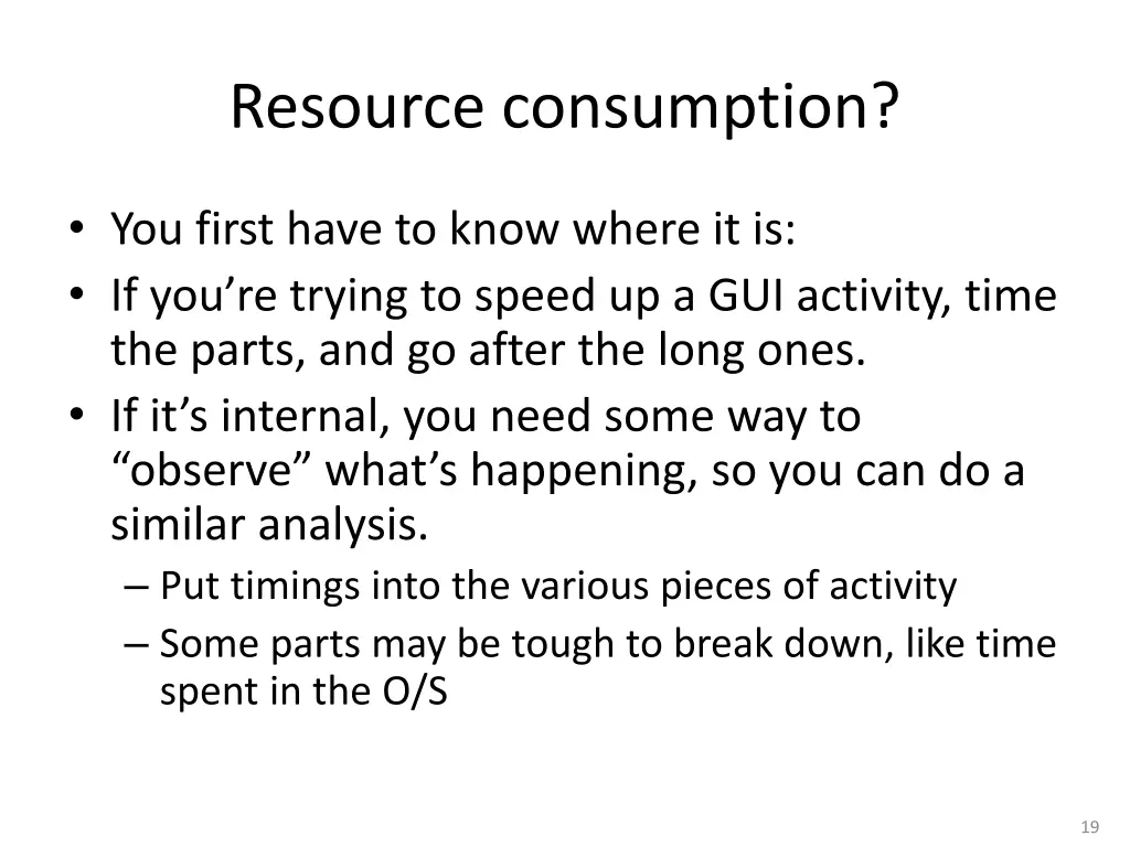 resource consumption