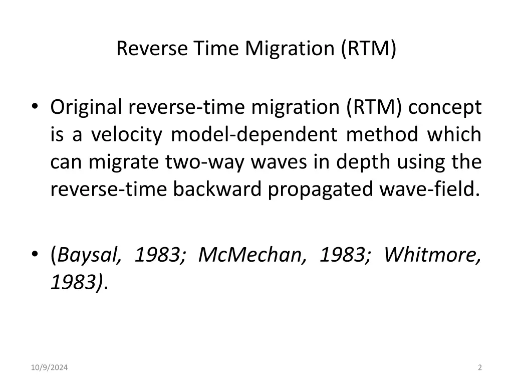 reverse time migration rtm