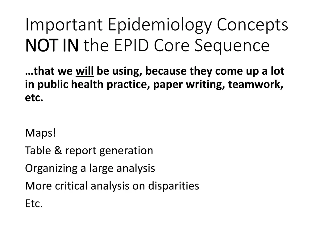 important epidemiology concepts