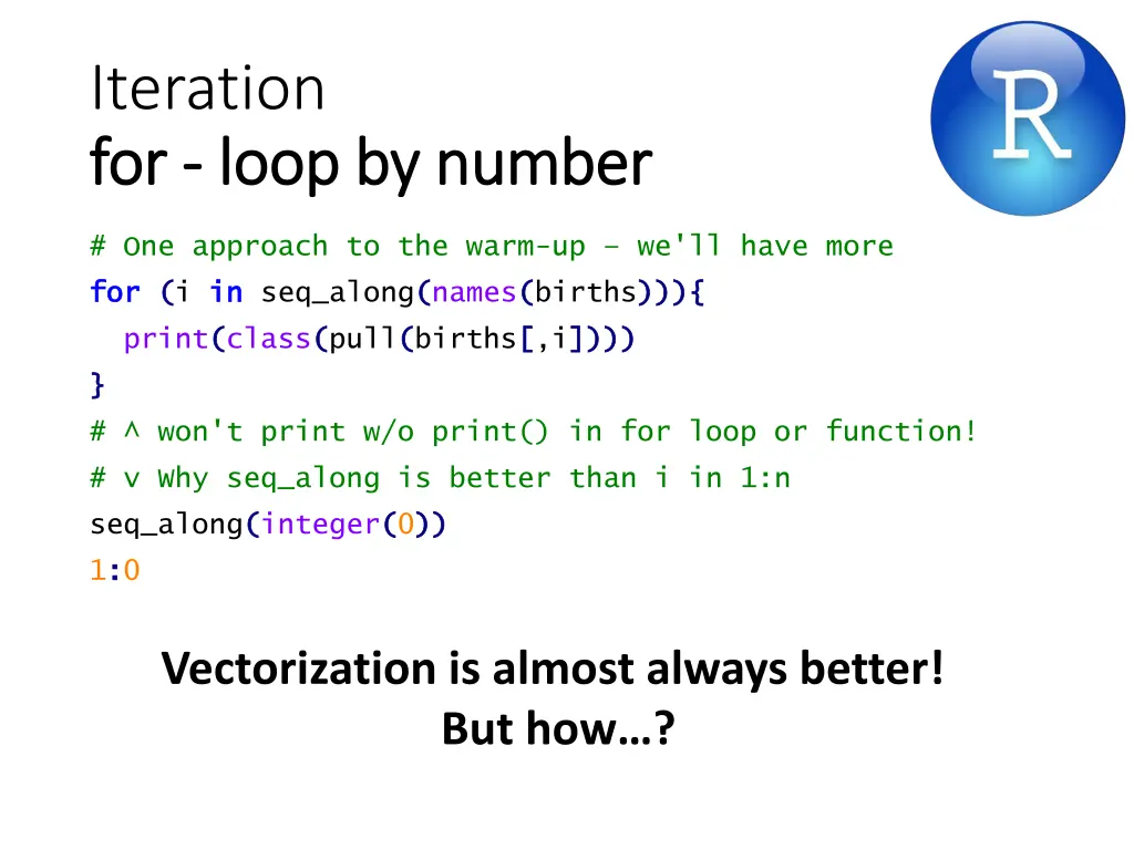 iteration for for loop by number loop by number