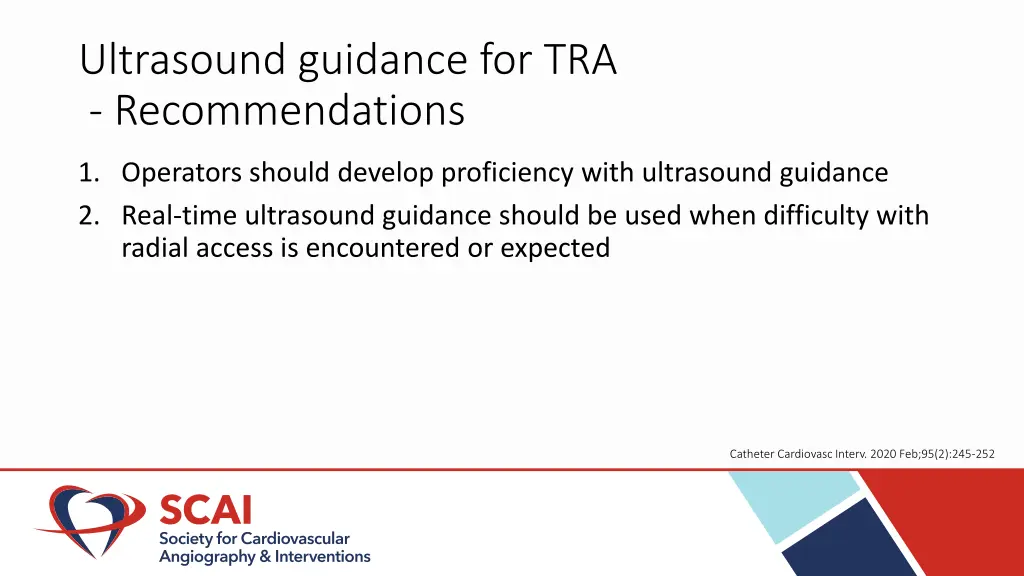 ultrasound guidance for tra recommendations