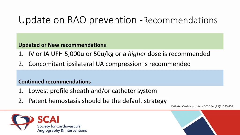 update on rao prevention recommendations