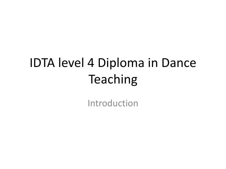 idta level 4 diploma in dance teaching