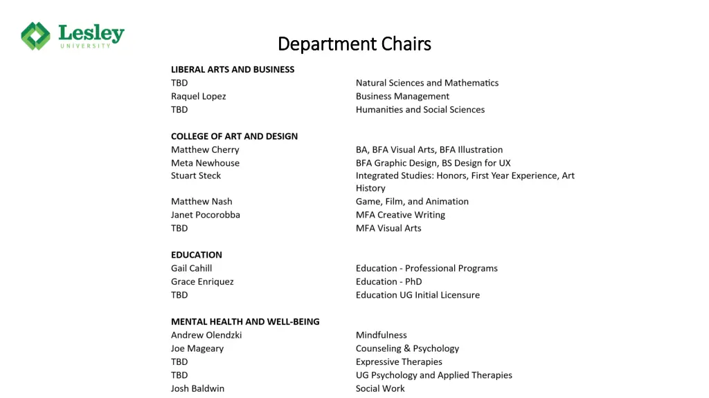 department chairs department chairs