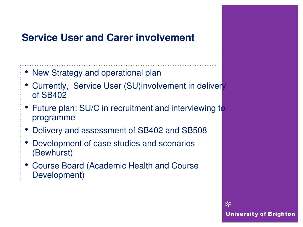 service user and carer involvement