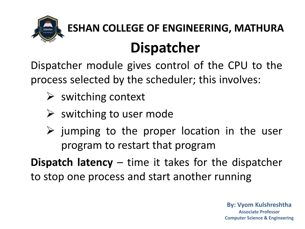 eshan college of engineering mathura dispatcher