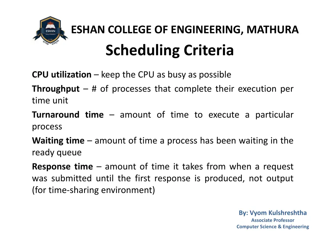 eshan college of engineering mathura scheduling