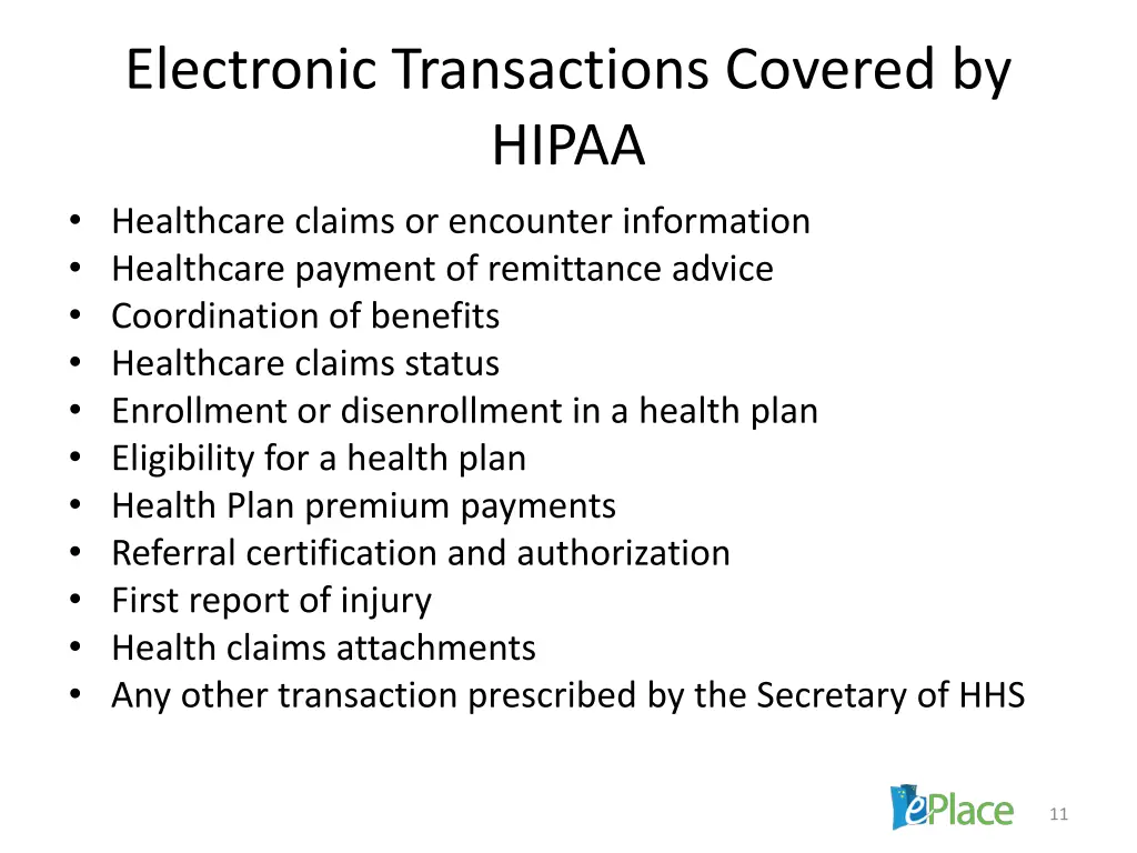 electronic transactions covered by hipaa