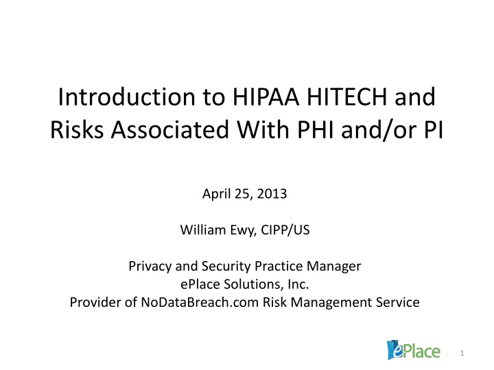 introduction to hipaa hitech and risks associated