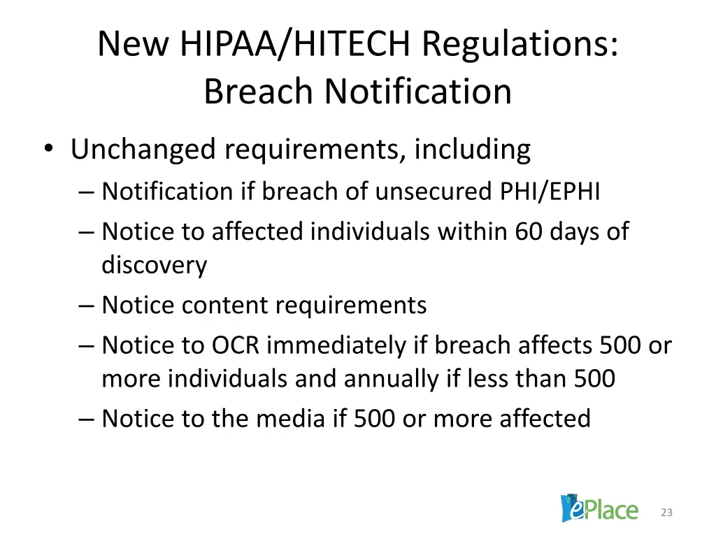 new hipaa hitech regulations breach notification