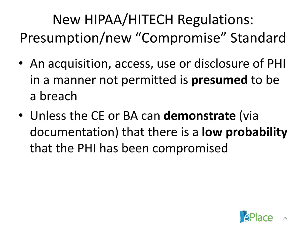 new hipaa hitech regulations presumption