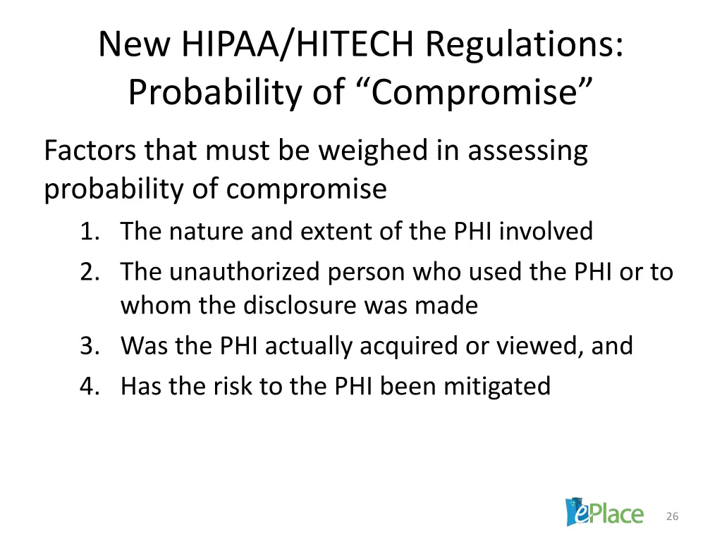 new hipaa hitech regulations probability