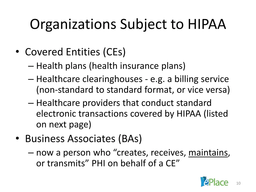 organizations subject to hipaa