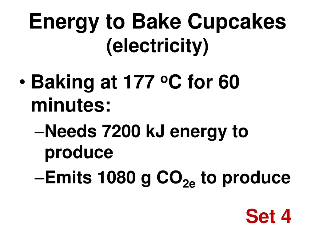 energy to bake cupcakes electricity