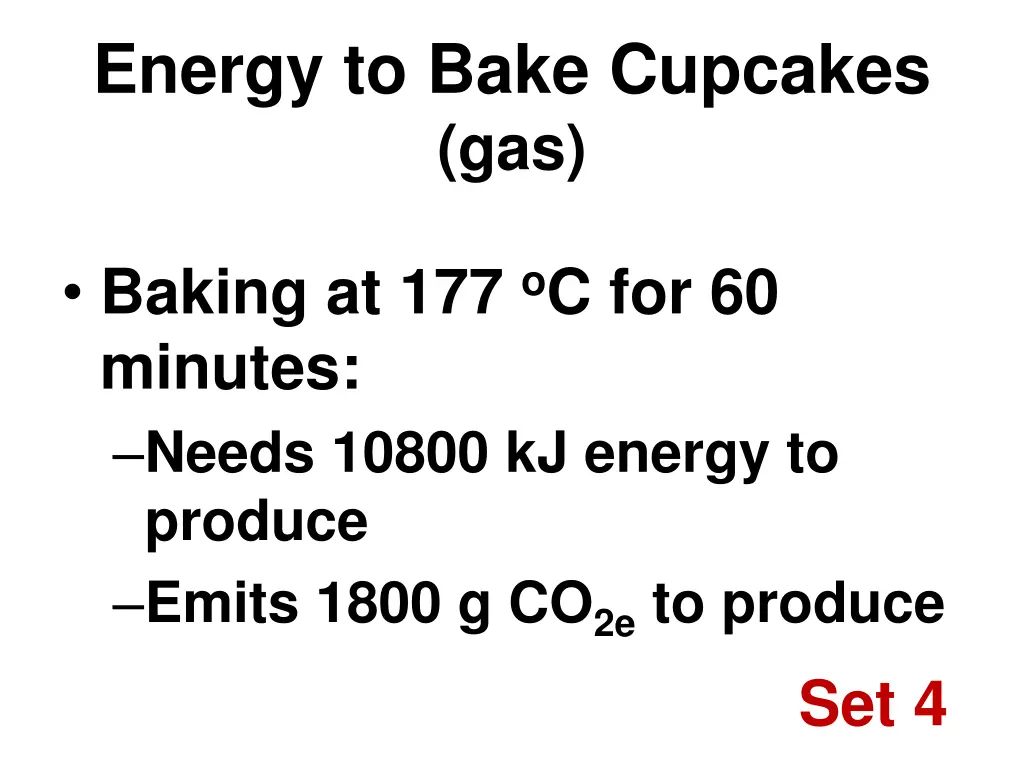 energy to bake cupcakes gas