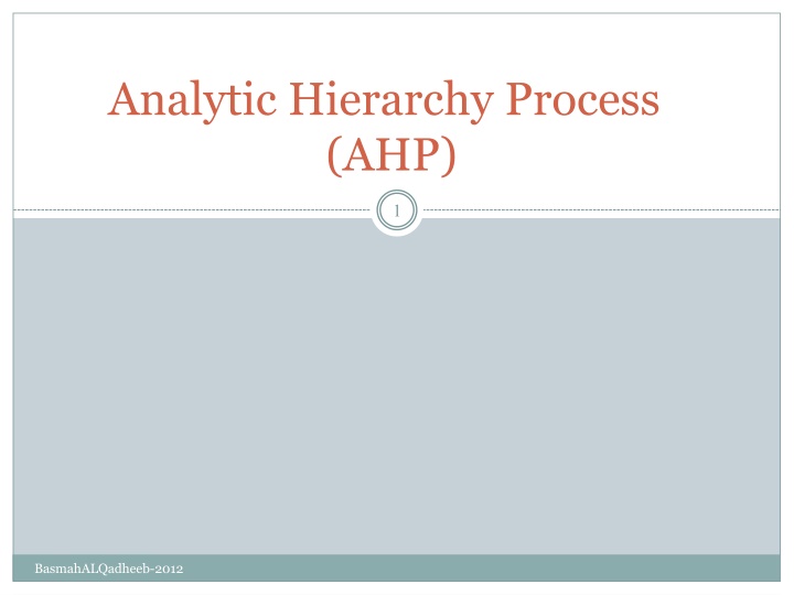 analytic hierarchy process ahp