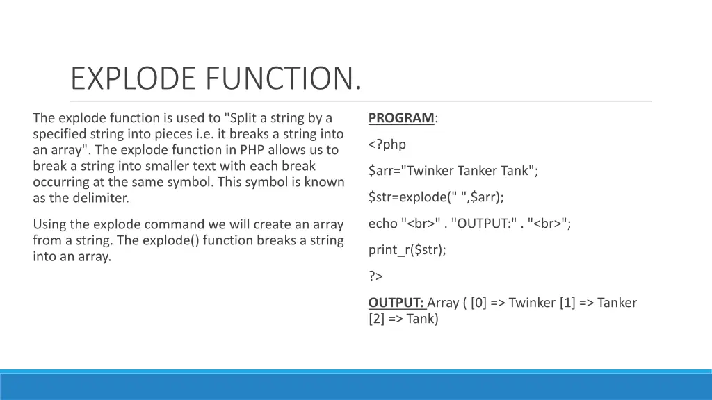 explode function