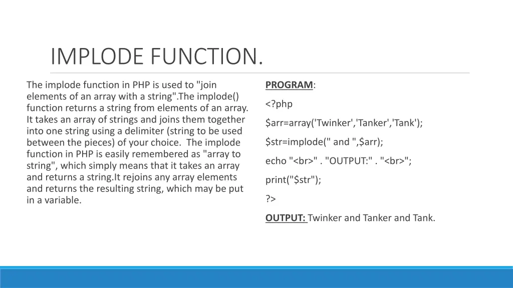 implode function