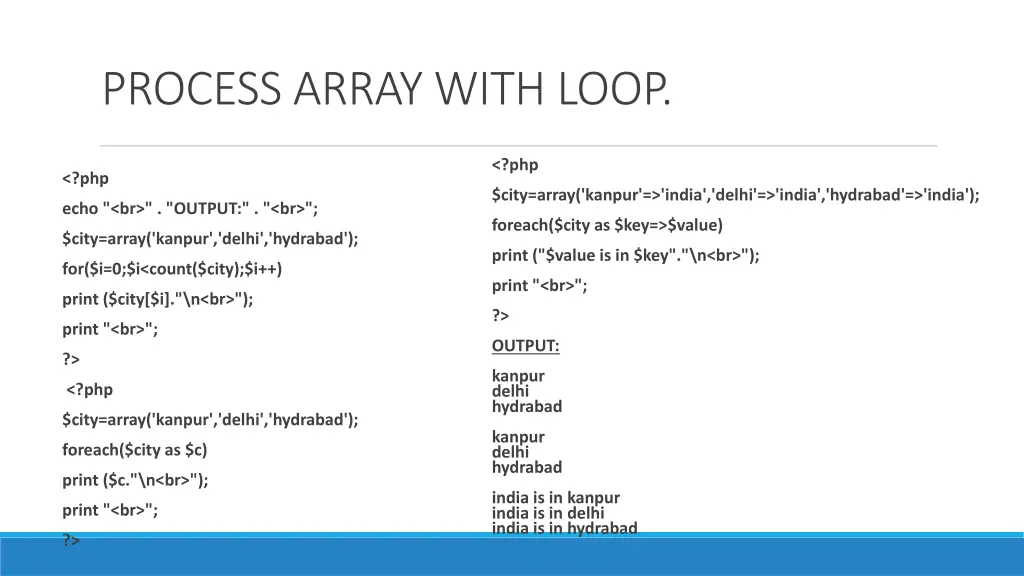 process array with loop