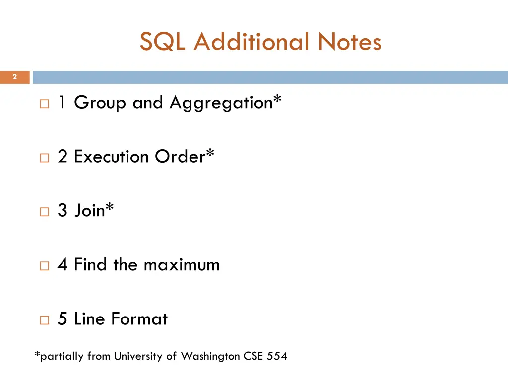 sql additional notes