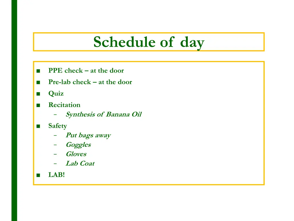 schedule of day