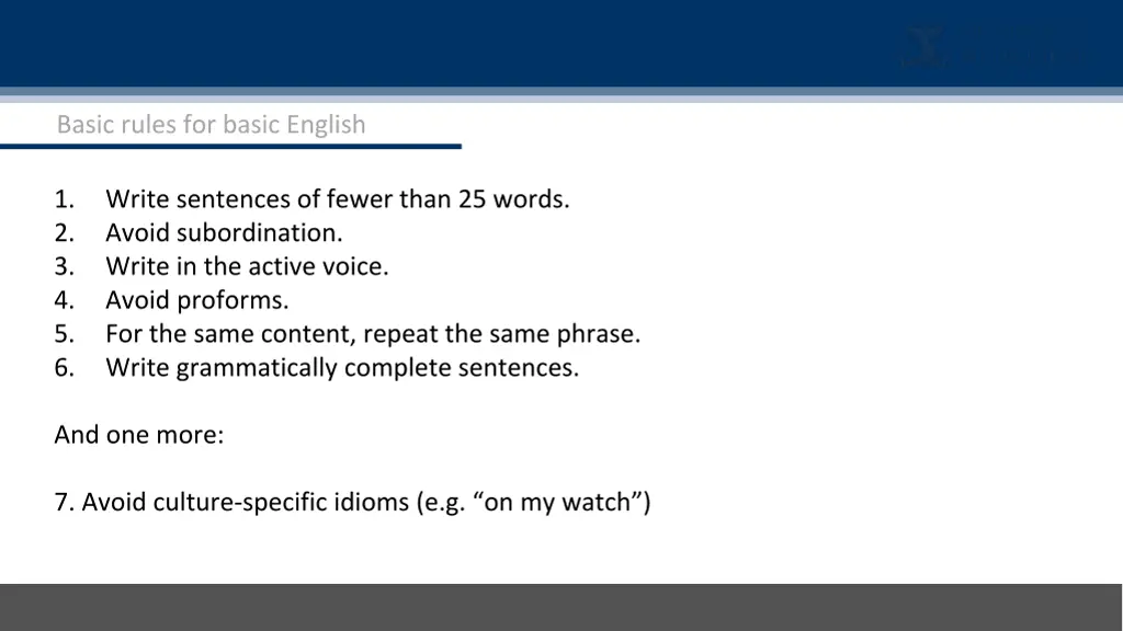 basic rules for basic english 7