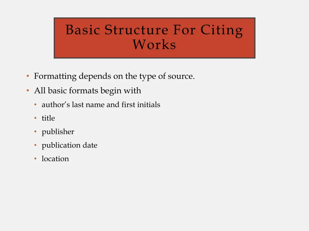 basic structure for citing works