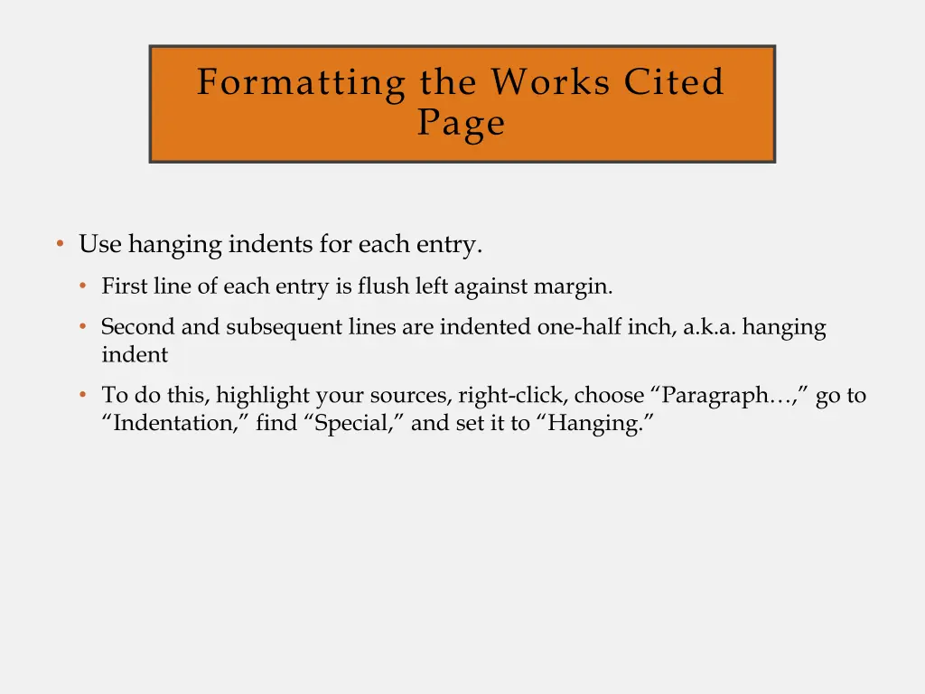 formatting the works cited page 1