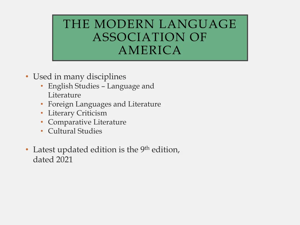 the modern language association of america