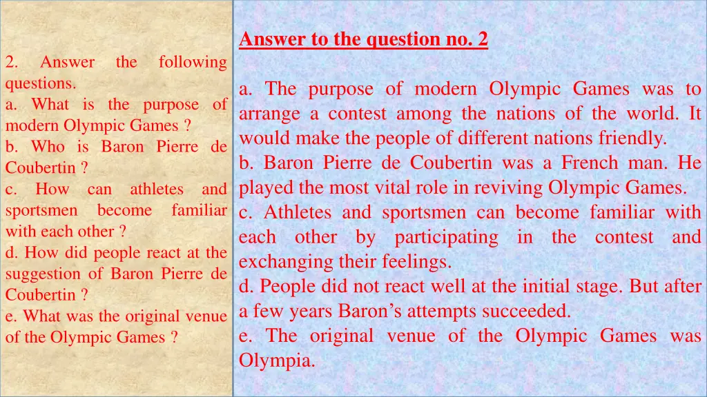 answer to the question no 2