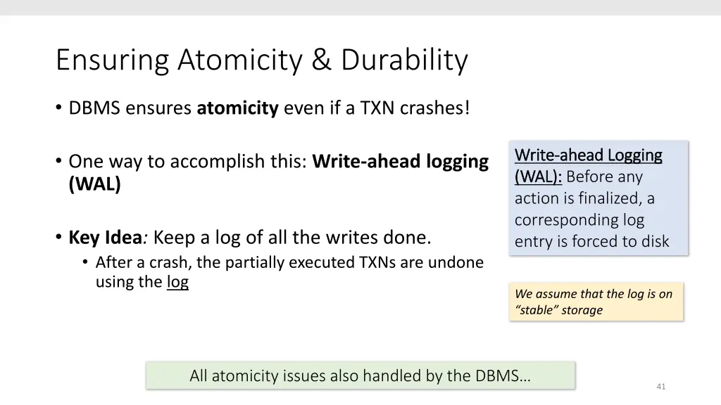 ensuring atomicity durability