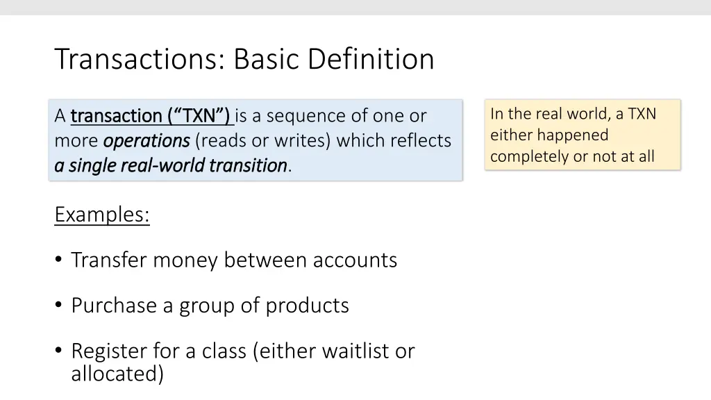 transactions basic definition 1