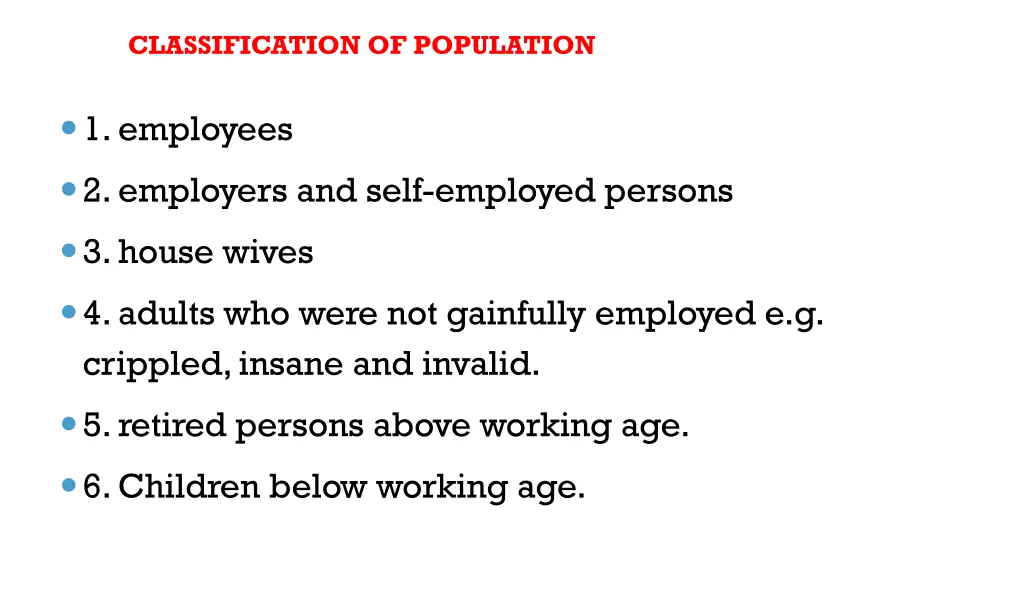 classification of population