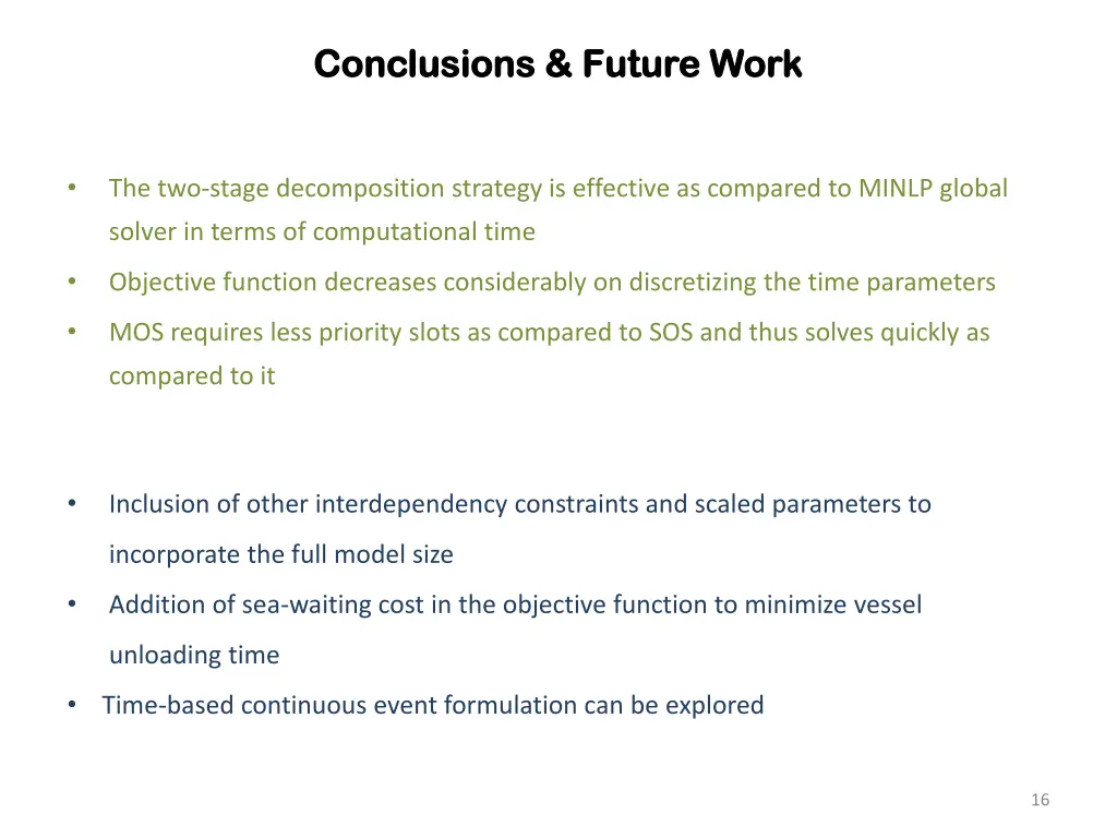 conclusions future work conclusions future work