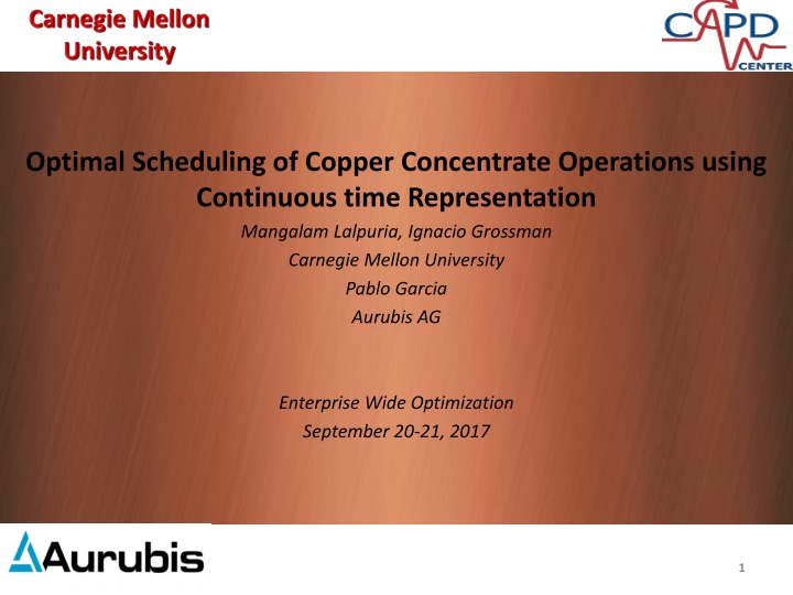 optimal scheduling of copper concentrate