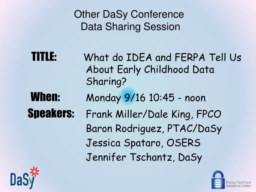 other dasy conference data sharing session