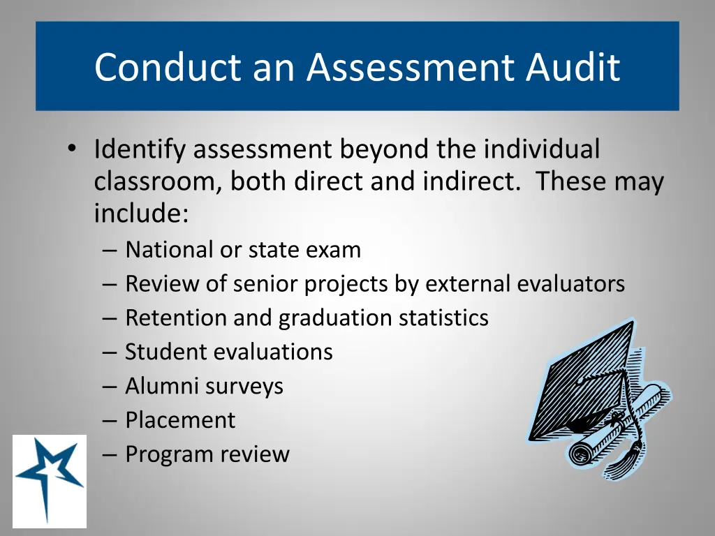 conduct an assessment audit 1