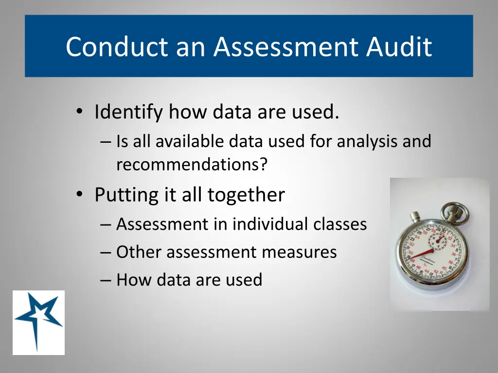 conduct an assessment audit 2