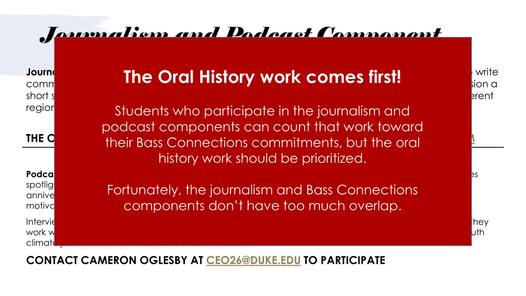 journalism and podcast component 1