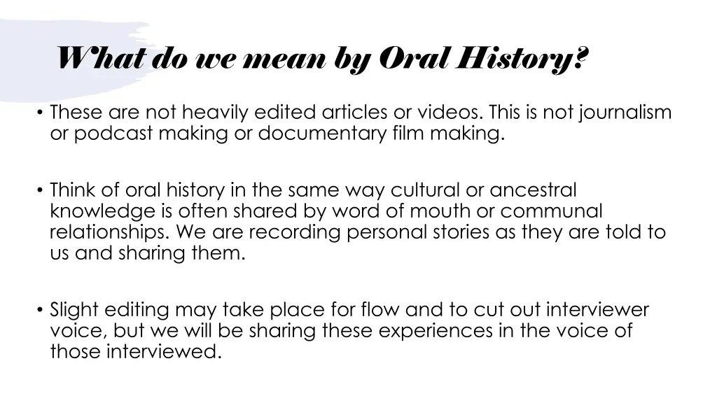 what do we mean by oral history