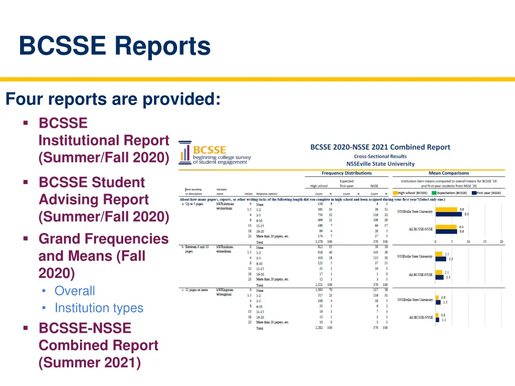 bcsse reports