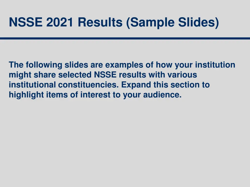 nsse 2021 results sample slides