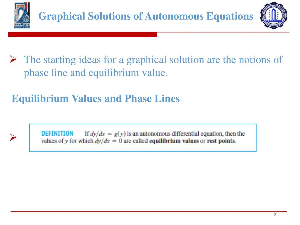 graphical solutions of autonomous equations