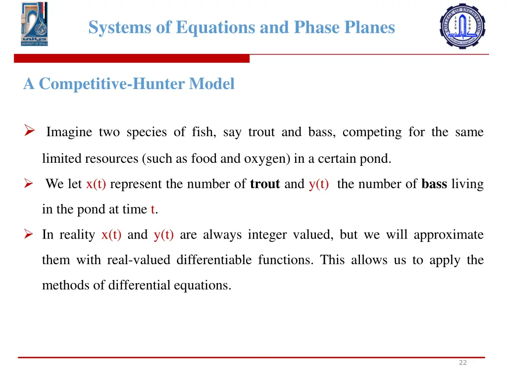 systems of equations and phase planes