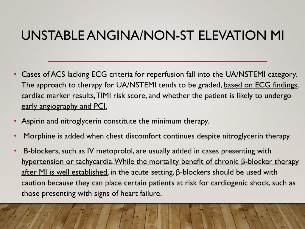 unstable angina non st elevation mi