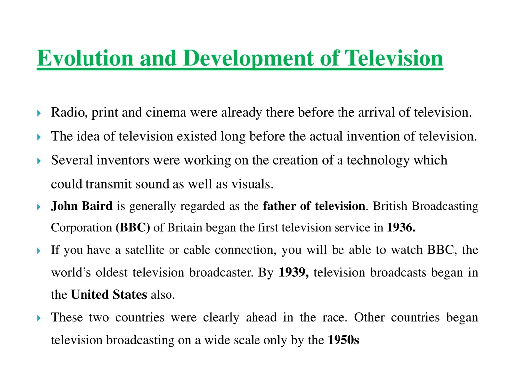 evolution and development of television