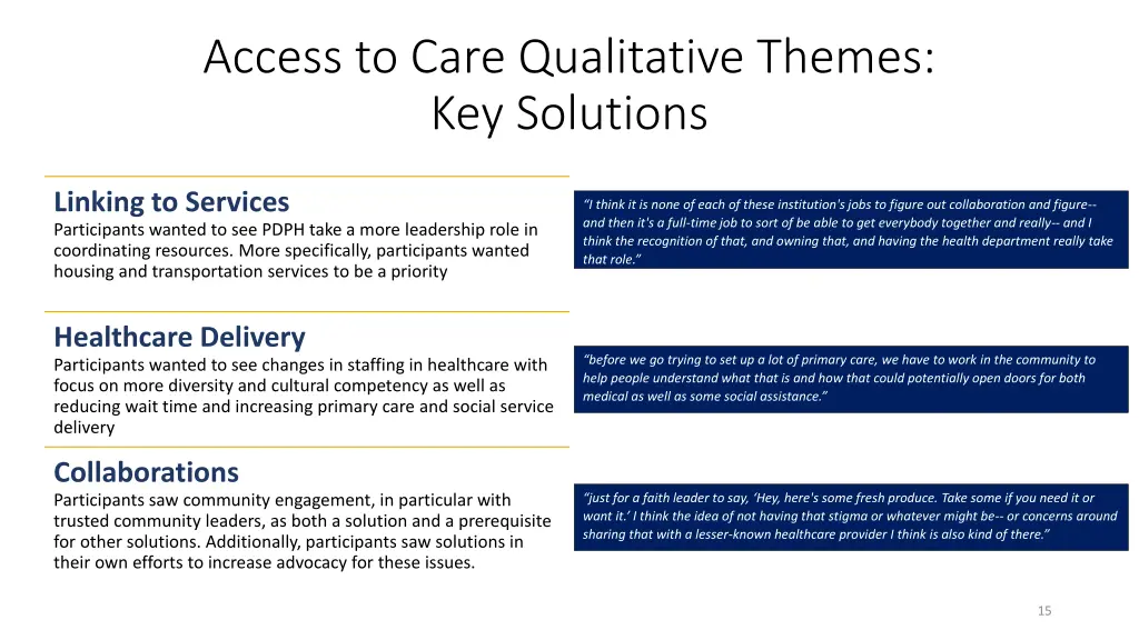 access to care qualitative themes key solutions