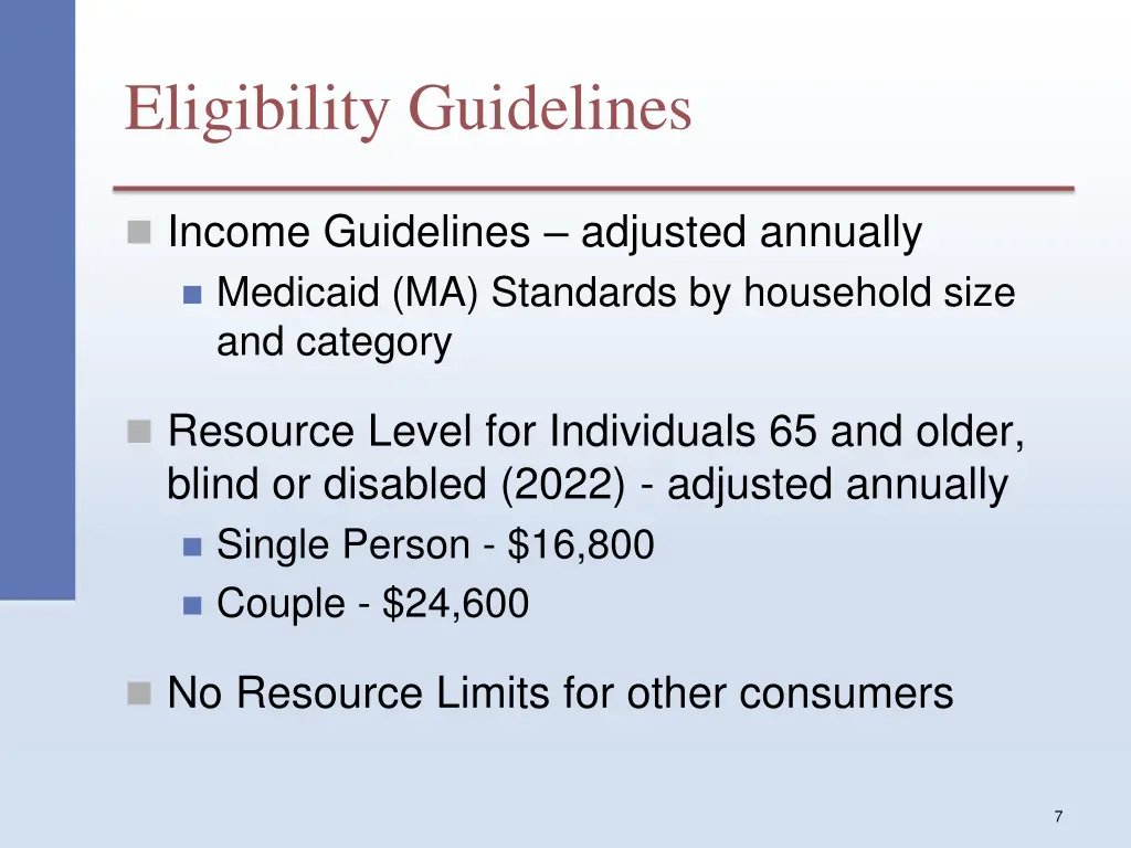 eligibility guidelines