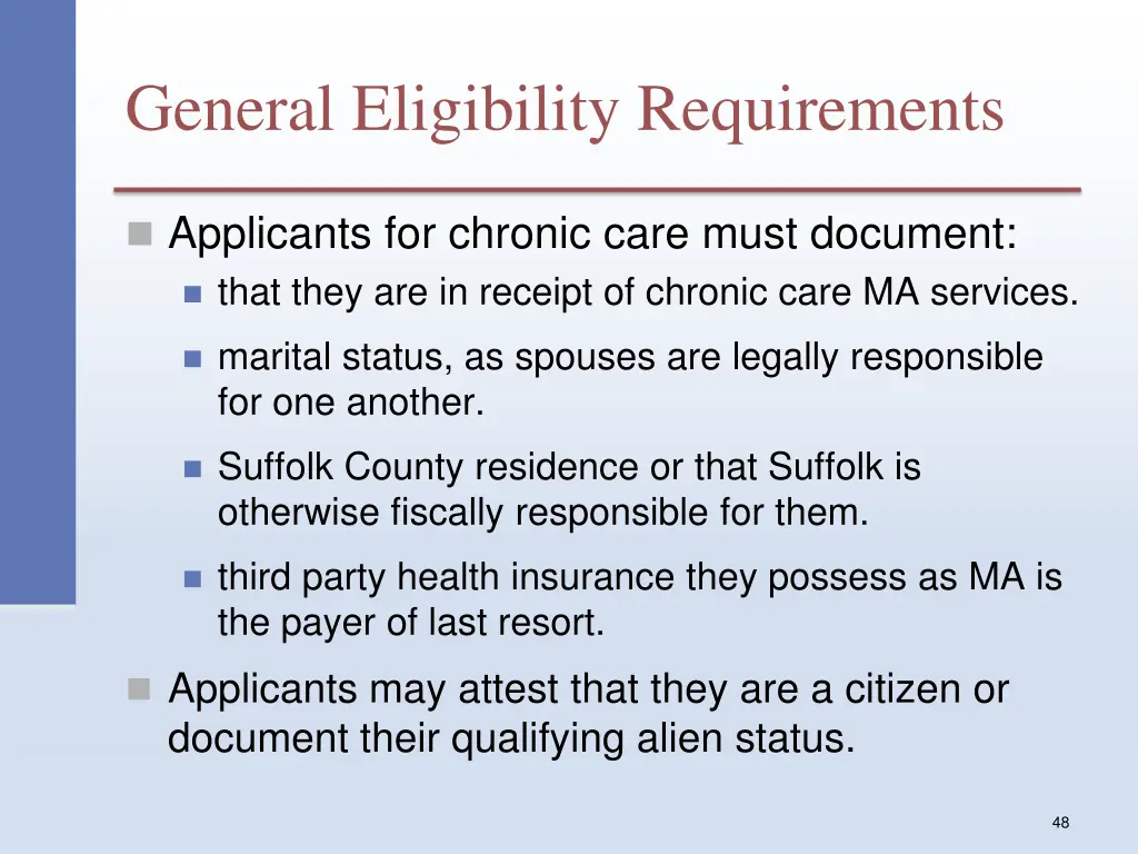 general eligibility requirements